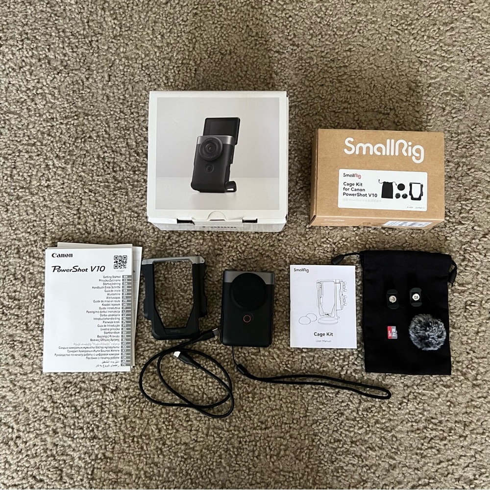CANON POWERSHOT V10 Vlog CAMERA SILVER WITH SMALL RIG CAGE KIT (EXCELLENT )